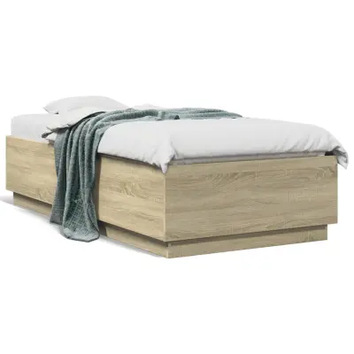 The Living Store Posteljni okvir z LED lučkami sonoma hrast 90x190 cm inž. les - Posteljni Okvir