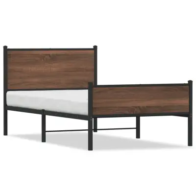 The Living Store Kovinski posteljni okvir z vzglavjem in vznožjem 100x200 cm - Posteljni Okvir
