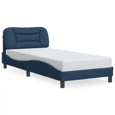 The Living Store Posteljni okvir z LED lučkami moder 80x200 cm tkanina - Posteljni Okvir