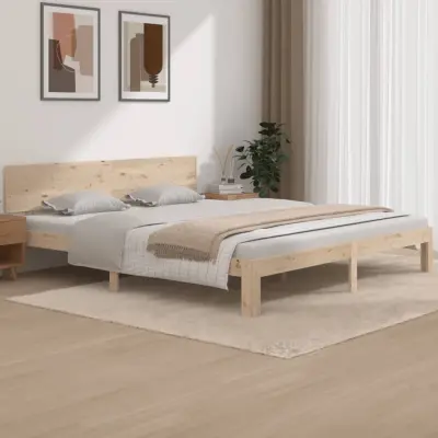 The Living Store Posteljni okvir iz trdne borovine 180x200 cm - Posteljni Okvir