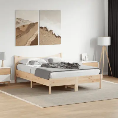 The Living Store Posteljni okvir brez vzmetnice 120x190 cm trdna borovina - Posteljni Okvir