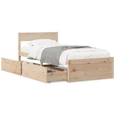 The Living Store Posteljni okvir brez vzmetnice 90x190 cm trdna borovina - Posteljni Okvir