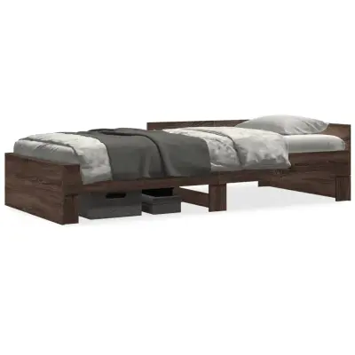 The Living Store Posteljni okvir rjav hrast 75x190 cm inženirski les - Posteljni Okvir