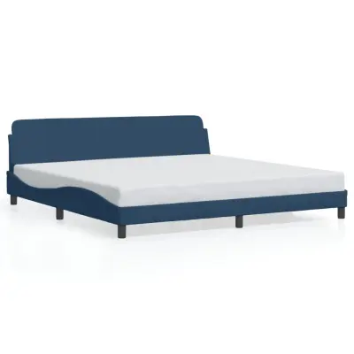 The Living Store Posteljni okvir brez vzmetnice moder 200x200 cm blago - Posteljni Okvir