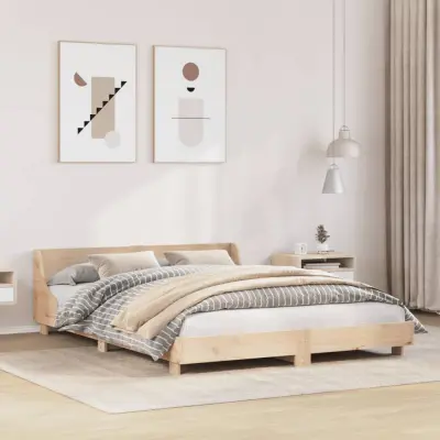 The Living Store Posteljni okvir brez vzmetnice 150x200 cm trdna borovina - Posteljni Okvir