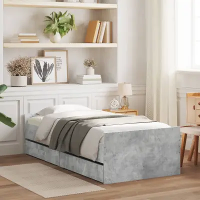 The Living Store Posteljni okvir s predali betonsko siv 90x190 cm - Posteljni Okvir