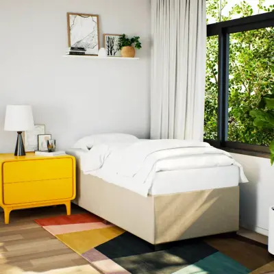 The Living Store Posteljni okvir krem 90x190 cm blago - Posteljni Okvir