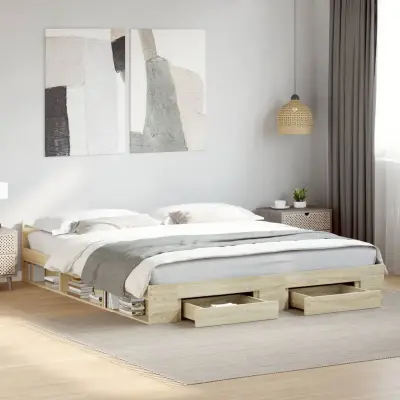 The Living Store Posteljni okvir s predali sonoma hrast 180x200cm inženirski les - Posteljni Okvir
