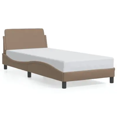 The Living Store Posteljni okvir z vzglavjem kapučino 90x200 cm umetno usnje - Posteljni Okvir