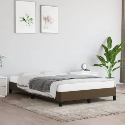 The Living Store Posteljni okvir temno rjav 120x190 cm tkanina - Posteljni Okvir