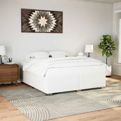 The Living Store Posteljni okvir bel 200x200 cm umetno usnje - Posteljni Okvir