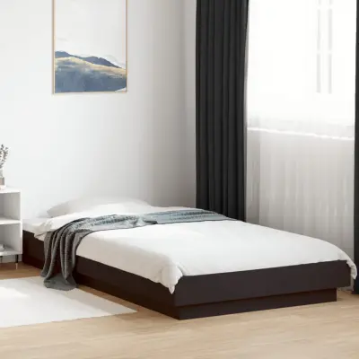 The Living Store Posteljni okvir z LED lučkami črn 75x190 cm inženirski les - Posteljni Okvir