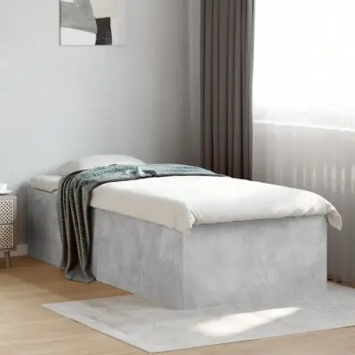 The Living Store Posteljni okvir betonsko siv 75x190 cm inženirski les - Posteljni Okvir