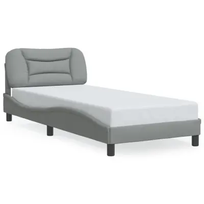 The Living Store Posteljni okvir z LED lučkami svetlo siv 90x200 cm tkanina - Posteljni Okvir