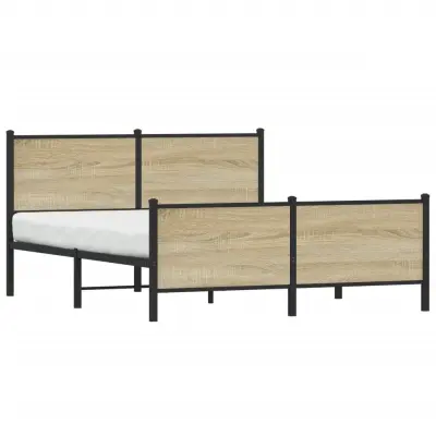The Living Store Kovinski posteljni okvir z vzglavjem in vznožjem 137x190 cm - Posteljni Okvir