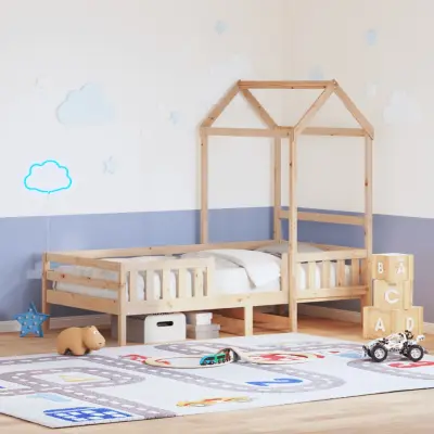 The Living Store Posteljni okvir s streho 80x200 cm trdna borovina - Posteljni Okvir