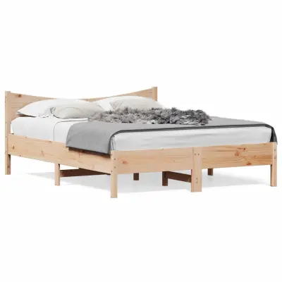 The Living Store Posteljni okvir brez vzmetnice 150x200 cm trdna borovina - Posteljni Okvir