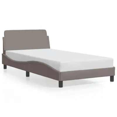 The Living Store Posteljni okvir z vzglavjem taupe 100x200 cm blago - Posteljni Okvir