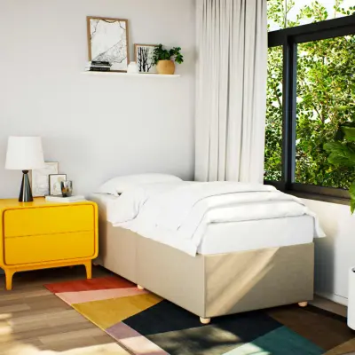 The Living Store Posteljni okvir krem 100x200 cm blago - Posteljni Okvir