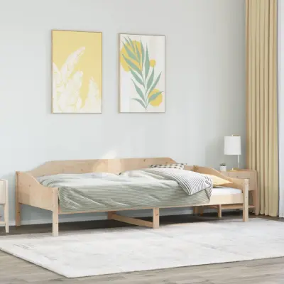 The Living Store Posteljni okvir brez vzmetnice bel 80x200 cm trdna borovina - Posteljni Okvir