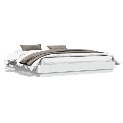 The Living Store Posteljni okvir z LED diodami bel 200x200 cm - Posteljni Okvir