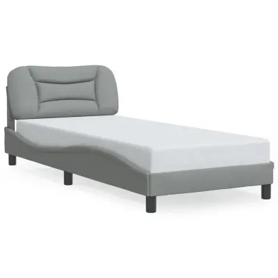 The Living Store Posteljni okvir z LED lučkami svetlo siv 90x190 cm tkanina - Posteljni Okvir