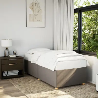 The Living Store Posteljni okvir taupe 90x200 cm blago - Posteljni Okvir