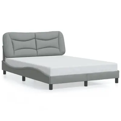 The Living Store Posteljni okvir z LED lučkami svetlo siv 140x190 cm tkanina - Posteljni Okvir