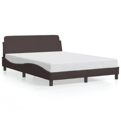 The Living Store Posteljni okvir brez vzmetnice temno rjav 140x190 cm blago - Posteljni Okvir