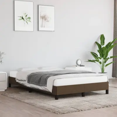 The Living Store Posteljni okvir temno rjav 120x190 cm tkanina - Posteljni Okvir