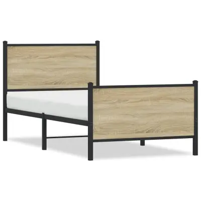 The Living Store Kovinski posteljni okvir z vzglavjem in vznožjem 80x200 cm - Posteljni Okvir