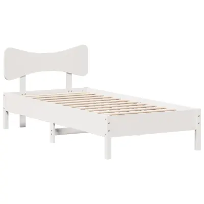 vidaXL Posteljni okvir brez vzmetnice bel 90x190 cm trdna borovina