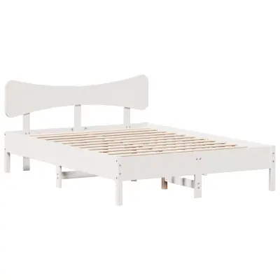 vidaXL Posteljni okvir brez vzmetnice bel 120x190 cm trdna borovina