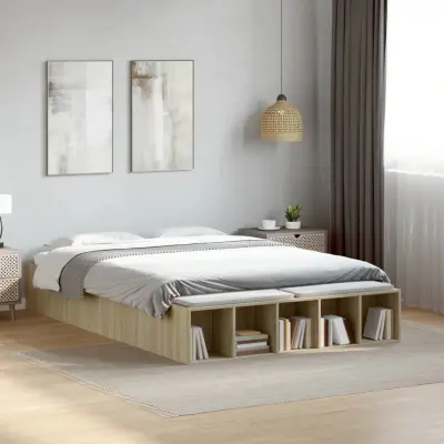 The Living Store Posteljni okvir sonoma hrast 120x190 cm inženirski les - Posteljni Okvir