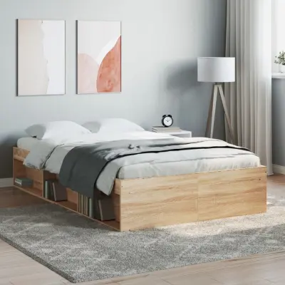 The Living Store Posteljni okvir sonoma hrast 120x200 cm - Posteljni Okvir