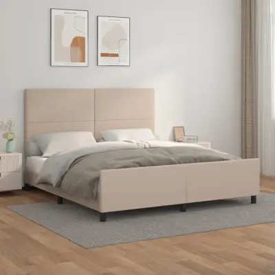 The Living Store Posteljni okvir z vzglavjem kapučino 180x200 cm umetno usnje - Posteljni Okvir Z Vzglavjem