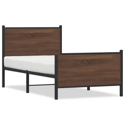 The Living Store Kovinski posteljni okvir z vzglavjem in vznožjem 100x200 cm - Posteljni Okvir