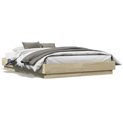 The Living Store Posteljni okvir z LED diodami sonoma hrast 135x190 cm - Posteljni Okvir