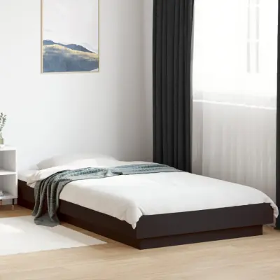 The Living Store Posteljni okvir z LED lučkami črn 90x200 cm inženirski les - Posteljni Okvir