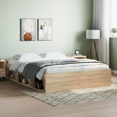 The Living Store Posteljni okvir sonoma hrast 140x200 cm - Posteljni Okvir