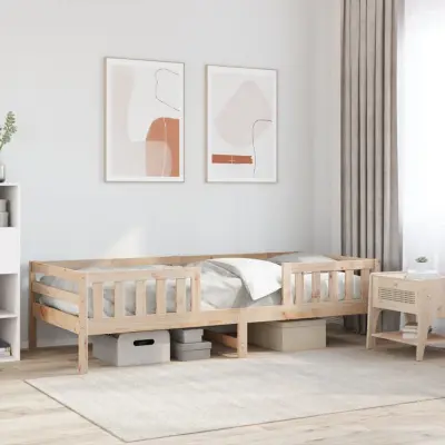 The Living Store Posteljni okvir brez vzmetnice bel 80x200 cm trdna borovina - Posteljni Okvir