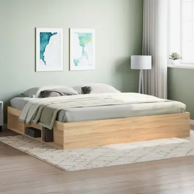 The Living Store Posteljni okvir sonoma hrast 200x200 cm - Posteljni Okvir