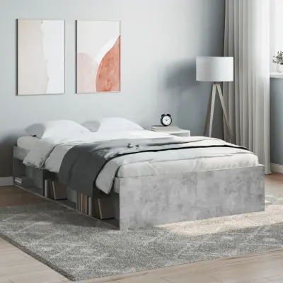 The Living Store Posteljni okvir betonsko siv 120x200 cm - Posteljni Okvir