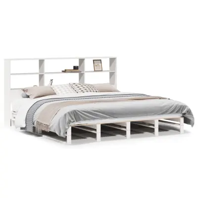 vidaXL Knjižna postelja brez vzmetnice bela 180x200 cm trden les