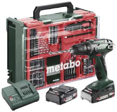 Metabo BS 18 Set 602207710 akumulatorski vrtalni vijačnik 18 V 2 Ah Li-Ion vklj. 2 akumulatorja, brezkrtačni, vklj. kovček, vklj. polnilnik, vklj. opr