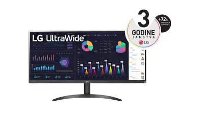 Monitor LG 86,4 cm (34,0") 34WQ500-B 2560x1080 100Hz IPS 1ms 2x HDMI DisplayPort  sRGB99% FreeSync HDR400