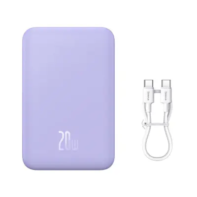 Powerbank Magnetic Mini 20000 mAh 20W + vijoličen USB-C kabel