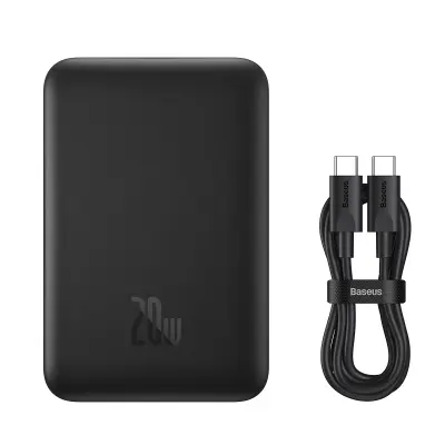 Mini power bank 10000mAh z induktivnim polnjenjem MagSafe 15W PD QC 20W črn