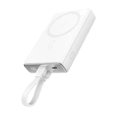 Magnetni powerbank 10000mAh 20W s stojalom + Lightning kabel - USB-C bel
