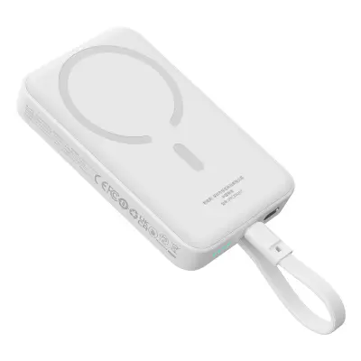 Mini Powerbank MagSafe 10000mAh 30W z USB-C kablom 0,3m bela